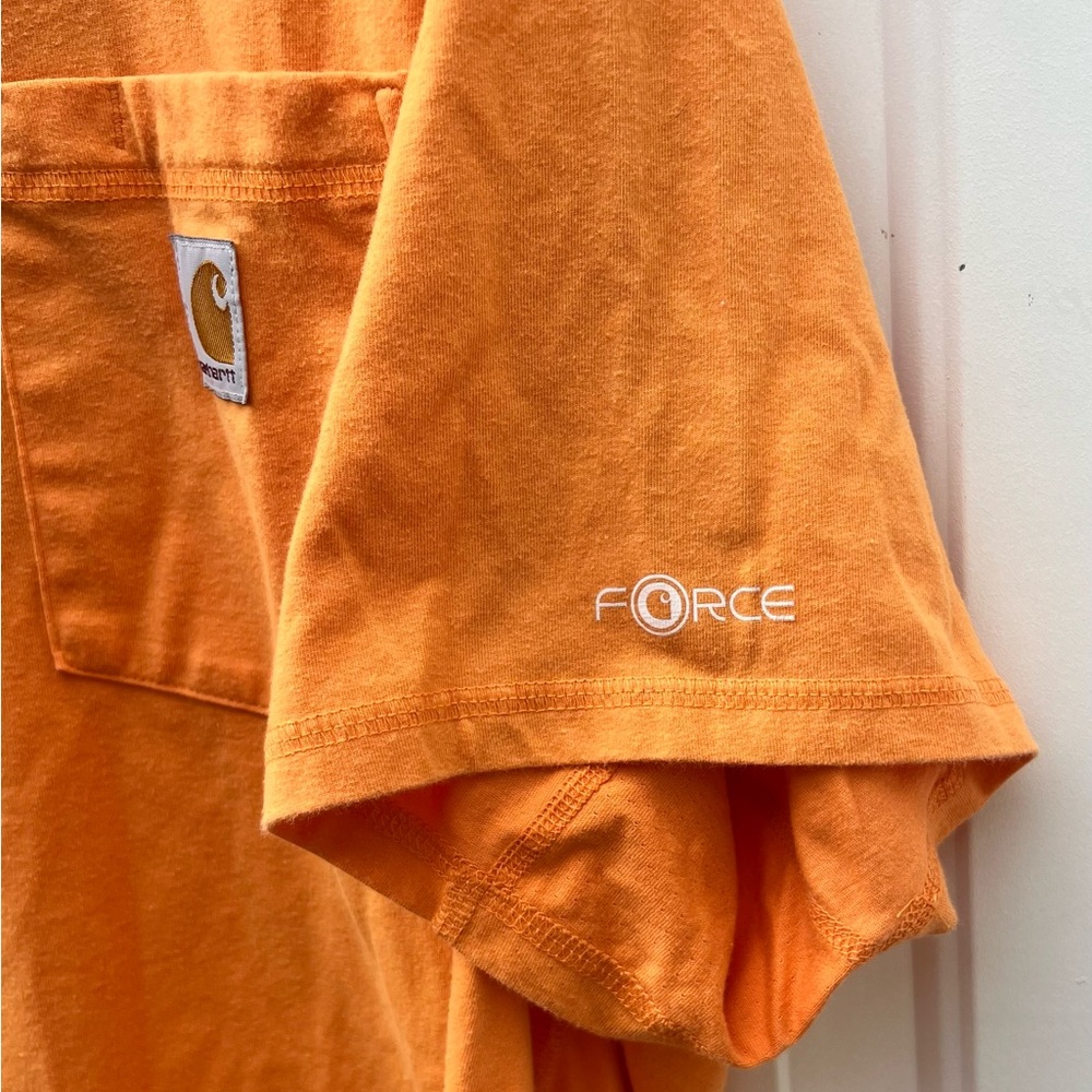 Carhartt Force Orange Peach Pocket Patch Relaxed Fit Tee T Shirt-Mens XL - Picture 3 of 5